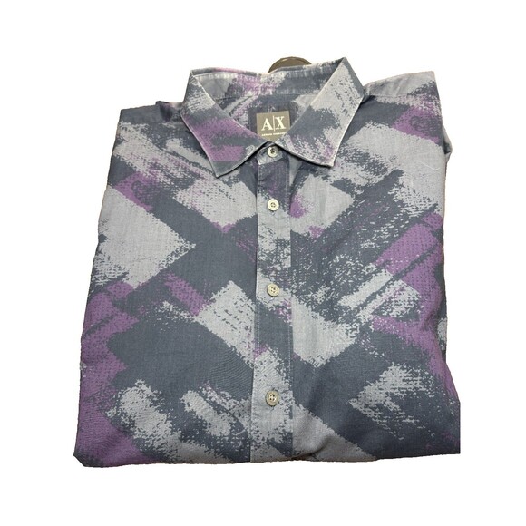 Armani Exchange Mens Gray Purple Black Graphic Shirt Long Sleeve Button Down XL - Picture 4 of 4